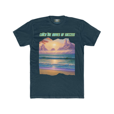 A-03 "Catch the Waves of Success" Seaside Serenity Inspiring Beach Quote Mens Premium T-shirt 100% Cotton