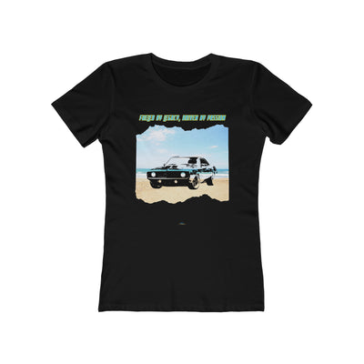 FW-02 "FUELED BY LEGACY, DRIVEN BY PASSION" American Muscle meets Coastal Cool: Classic Muscle Car Womens Premium T-shirt 100% Cotton