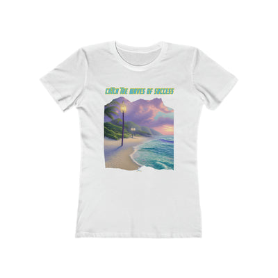 AW-04 "Catch the Waves of Success" Seaside Serenity Inspiring Beach Quote Womens Premium T-shirt 100% Cotton