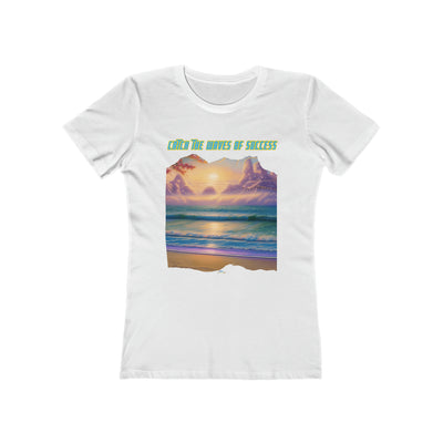 AW-03 "Catch the Waves of Success" Seaside Serenity Inspiring Beach Quote Womens Premium T-shirt 100% Cotton