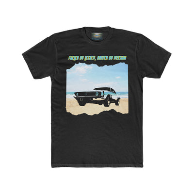 F-03 "FUELED BY LEGACY, DRIVEN BY PASSION" American Muscle meets Coastal Cool: Classic Muscle Car Mens Premium T-shirt 100% Cotton