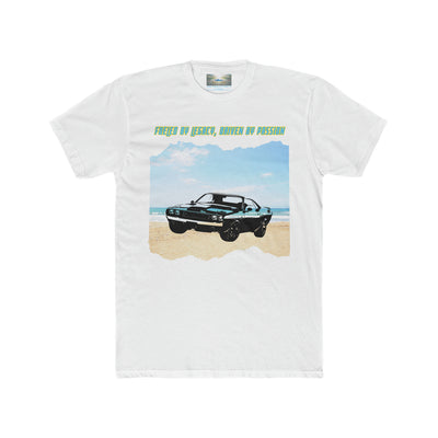 F-05 "FUELED BY LEGACY, DRIVEN BY PASSION" American Muscle meets Coastal Cool: Classic Muscle Car Mens Premium T-shirt 100% Cotton
