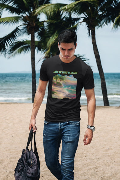A-01 "Catch the Waves of Success" Seaside Serenity Inspiring Beach Quote Mens Premium T-shirt 100% Cotton