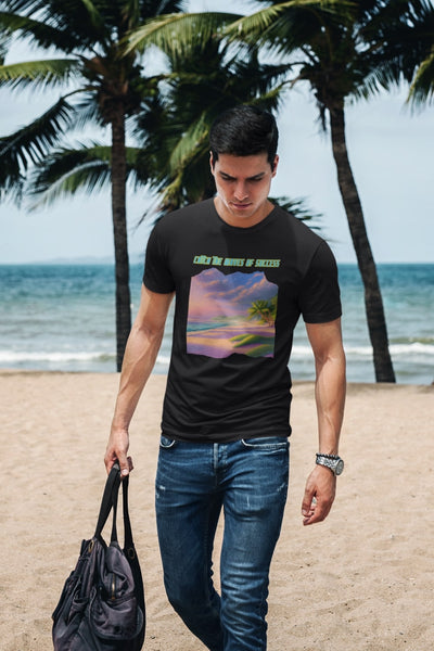 A-07 "Catch the Waves of Success" Seaside Serenity Inspiring Beach Quote Mens Premium T-shirt 100% Cotton