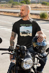 F-02 "FUELED BY LEGACY, DRIVEN BY PASSION" American Muscle meets Coastal Cool: Classic Muscle Car Mens Premium T-shirt 100% Cotton