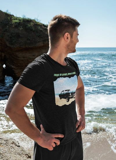 F-07 "FUELED BY LEGACY, DRIVEN BY PASSION" American Muscle meets Coastal Cool: Classic Muscle Car Mens Premium T-shirt 100% Cotton